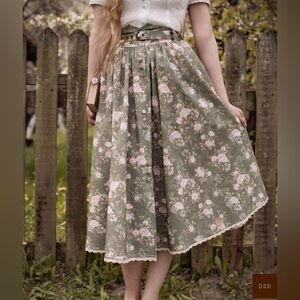 Cottagecore Vintage Inspired Midi Skirt with Pockets